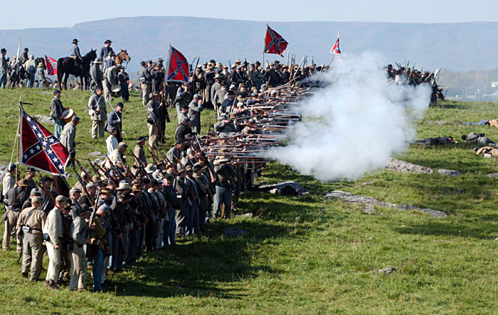 Confederate army re-enactors at Cedar Creek, Virginia