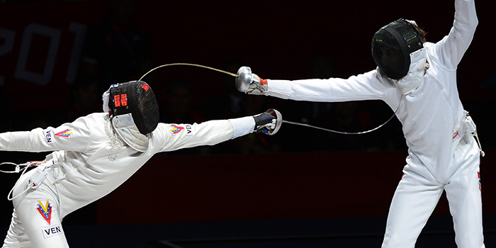 Photo of 2012 Olympic Fencing.